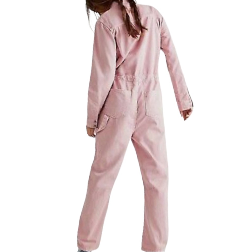 OneTeaspoon x Free People Starship M 8/10 Pink Utility Denim Jumpsuit Coveralls - Picture 3 of 13